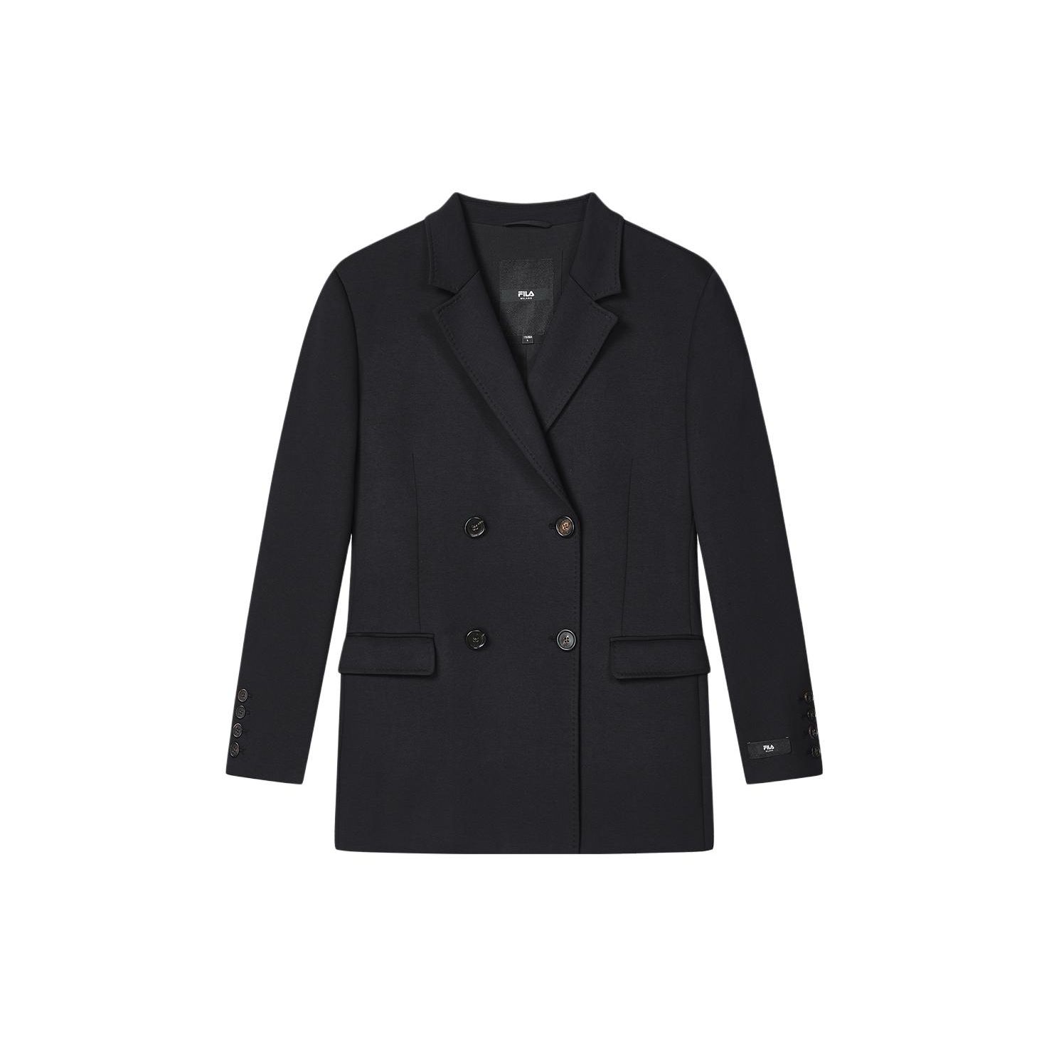 

FILA Solid Color Casual Knitted Blazer Unisex blazers Black F11U415501F-BK M