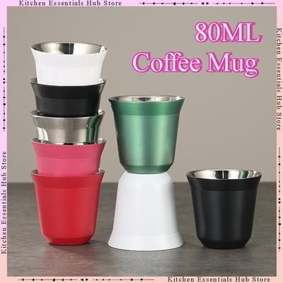 Tazza da Espresso in Acciaio Inossidabile a Doppia Parete Isolata, Tazza da Caffè per Capsule, Tazza Demitasse in Metallo per Casa Interno o Esterno