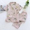 New Spring and Summer Pajamas Two-piece 100% Cotton Gauze Women's Short-sleeved Trousers Home Service Suit Cute and Thin