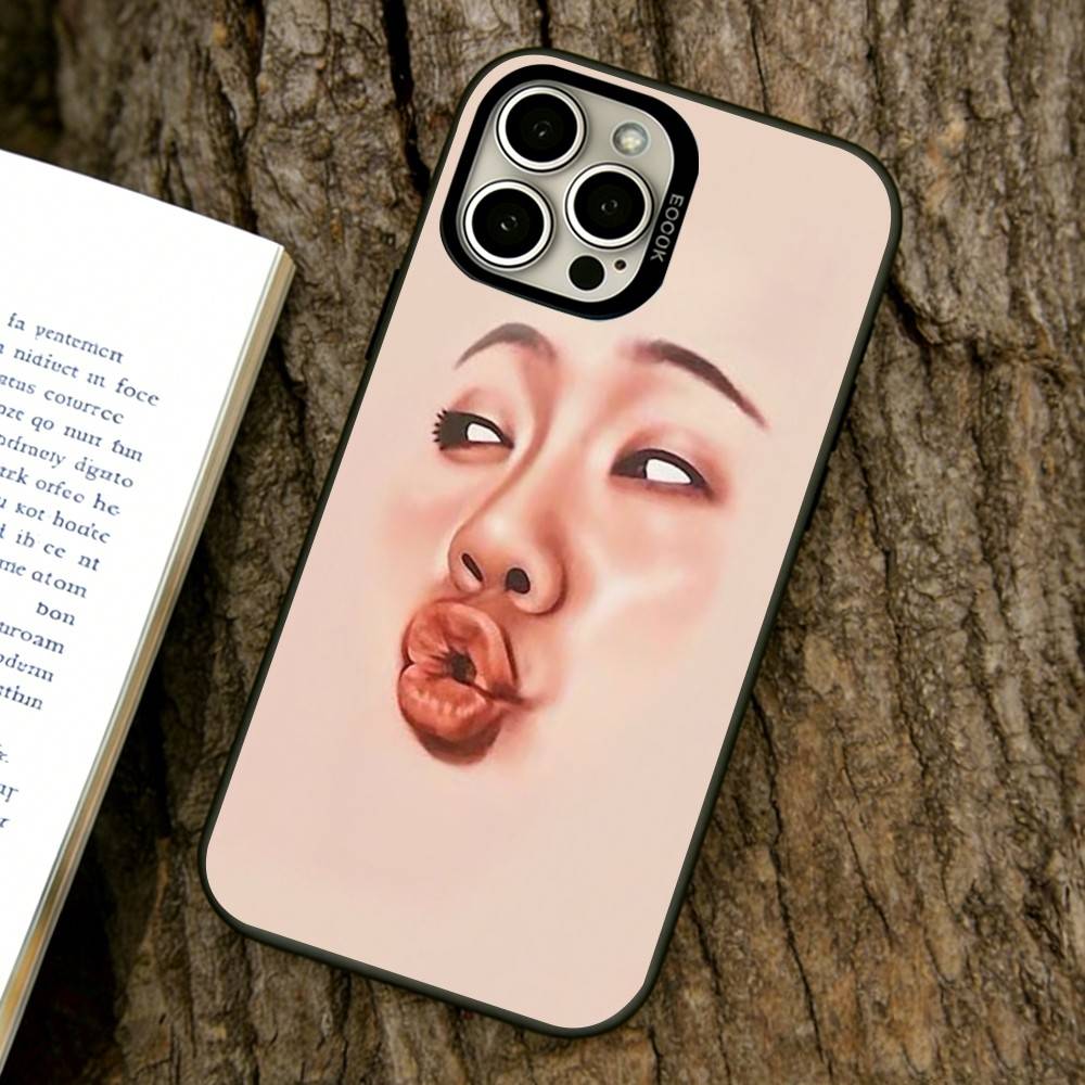 Abstract facial expression Phone Case For iPhone 17,16,15,14,13,12,11 Plus,Pro Max,XS,Colored Silver Plated Inside Cover