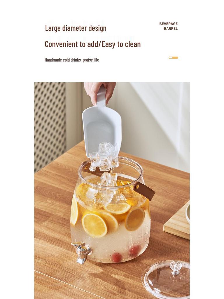 Large Capacity Refrigerator Water Dispenser with Faucet -  Fruit Tea Cold Water Jug & Beverage Bucket