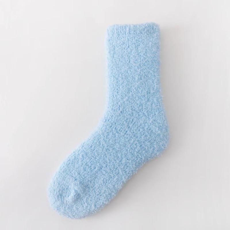 E-commerce autumn and winter plus women's socks coral fleece socks do not shed hair solid color home warm sleep socks