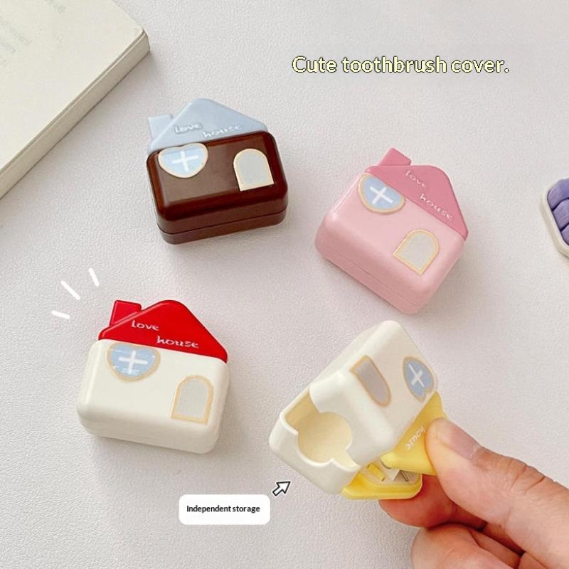 Adorable House Shape Toothbrush Head Cover Waterproof Dustproof Perfect For Travel & Bathroom Organization Toothbrush Cover
