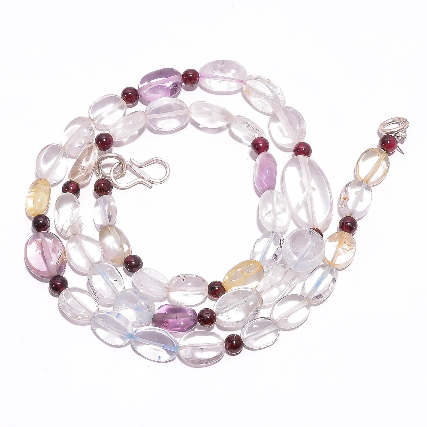 

Natural Crystal Amethyst Garnet Gemstone Smooth Beads Necklace 4-17mm 18 UB7844 UB-7844