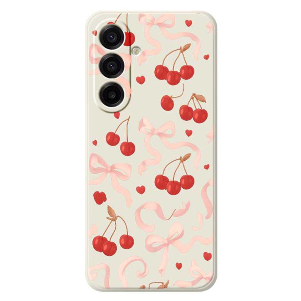 

For Samsung Galaxy A17 5G/A17 4G Case Big Bow Cherry Pattern Printing Straight Edge TPU Phone Back Cover
