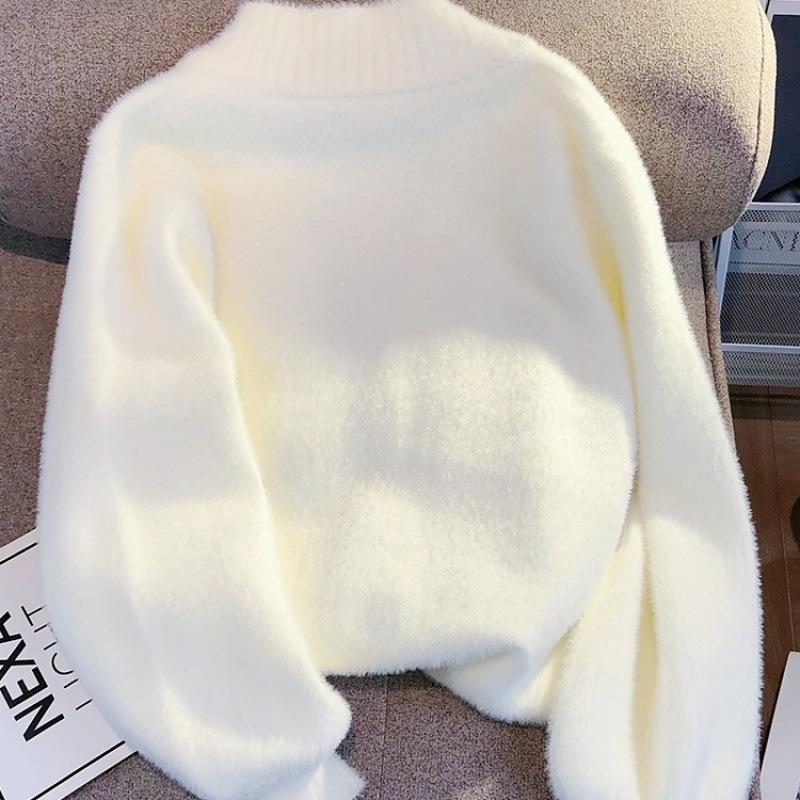 2024 Women's Thick Knit Korean Style Sweater - Loose, Soft, Sweet Autumn/Winter Trendy Outerwear