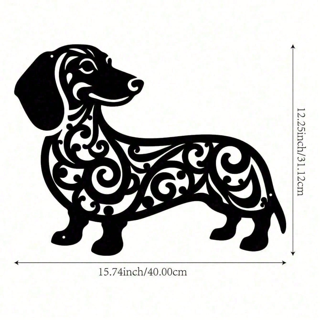 

Long Dog Silhouette Metal Art Weather Resistant Durable Wall Sculpture Garden Patio Outdoor Decor Dachshund Gift Pet Lovers чорний