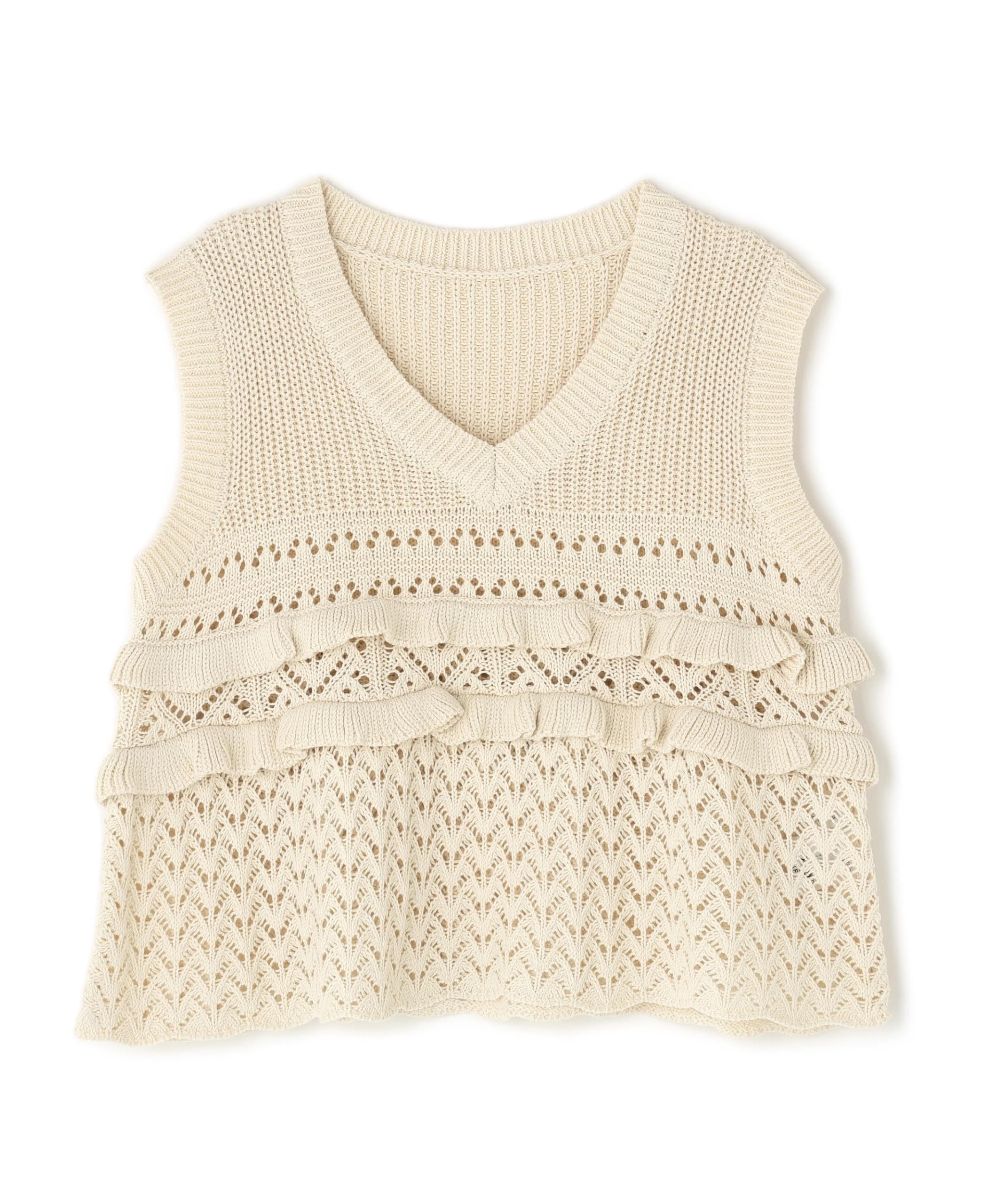 Openwork frill knit