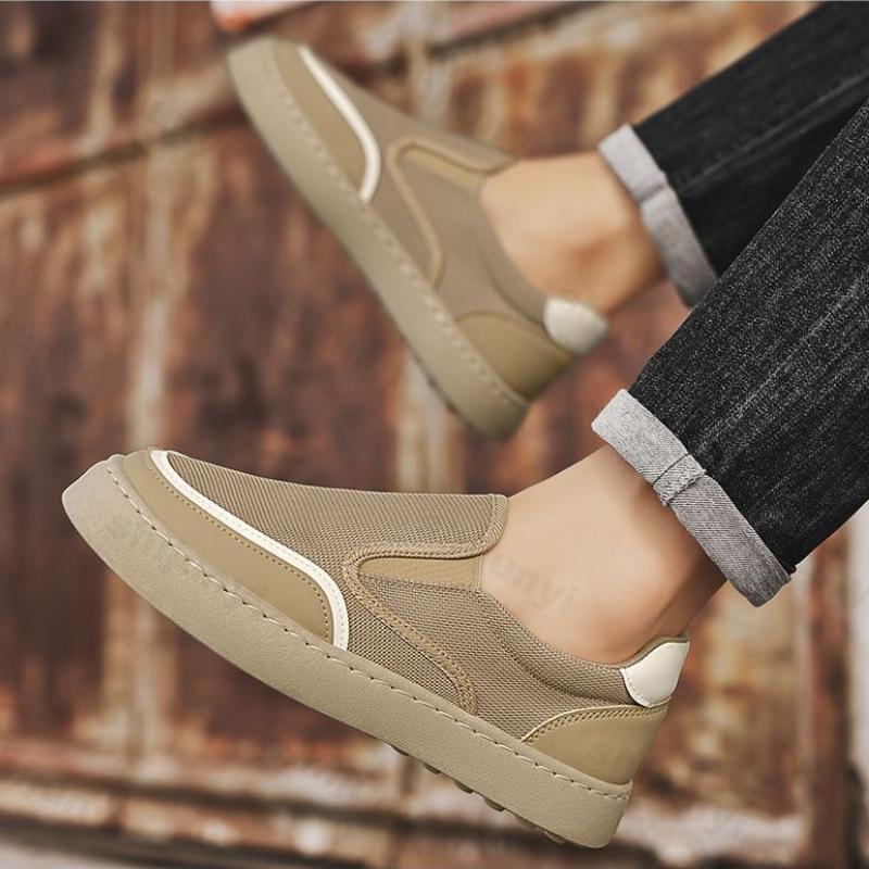 Fashion Breathable Men's Cloth Shoes Lightweight Summer Outdoor Non Slip Casual Flats Vintage Fashion Slip on Comfortable Canvas Shoes