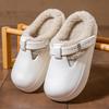 Waterproof cotton slippers Home autumn and winter velvet cotton shoes Indoor and outdoor cotton towing belt buckle Warm platform shoes