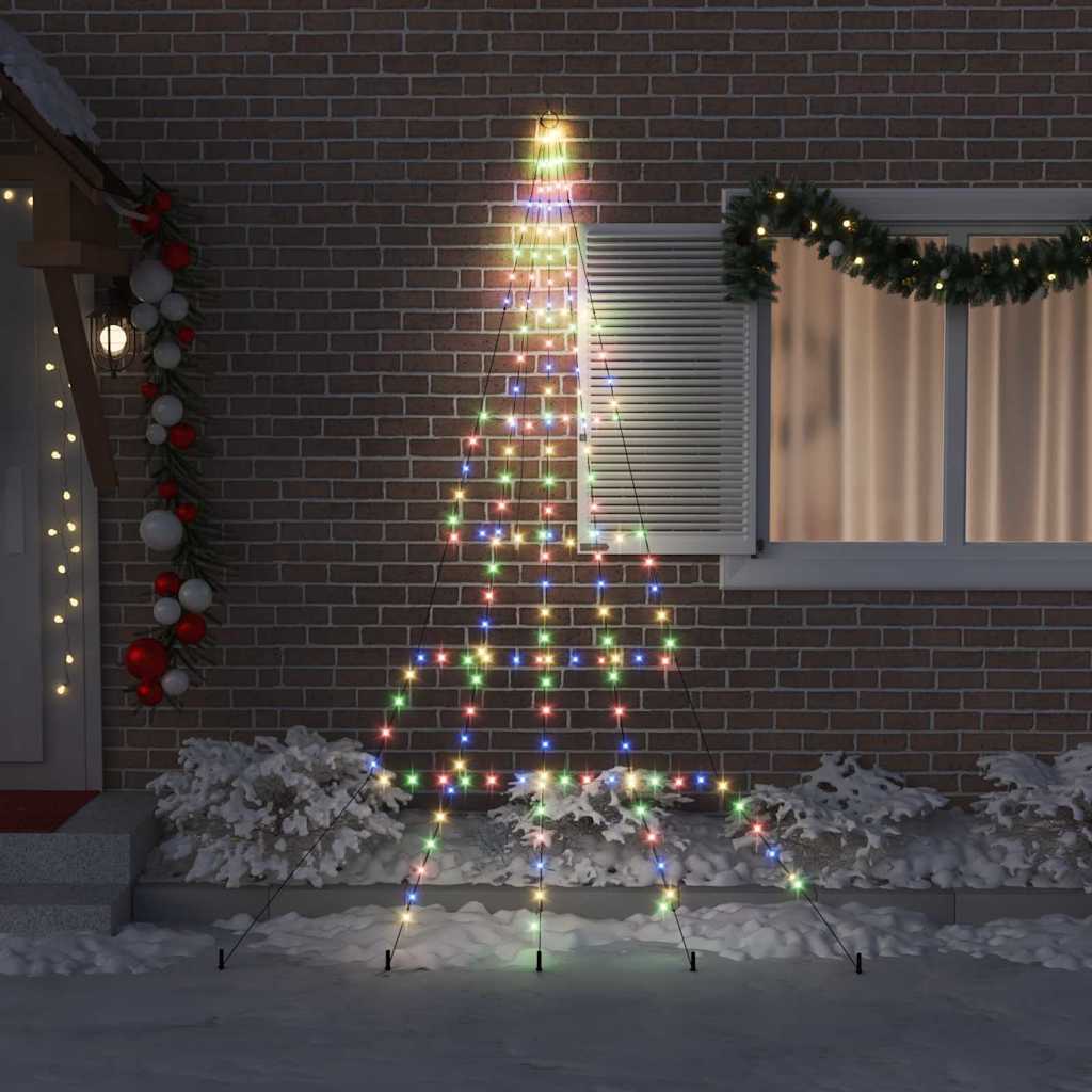 LED Christmas Tree with Ground Spikes Multicolored 306 cm Metal