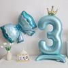42inch 0-9 Blue Crown Number Balloons Princess Theme Happy Birthday Party Kids Adult Decor Baby Shower Globos Anniversary Decor