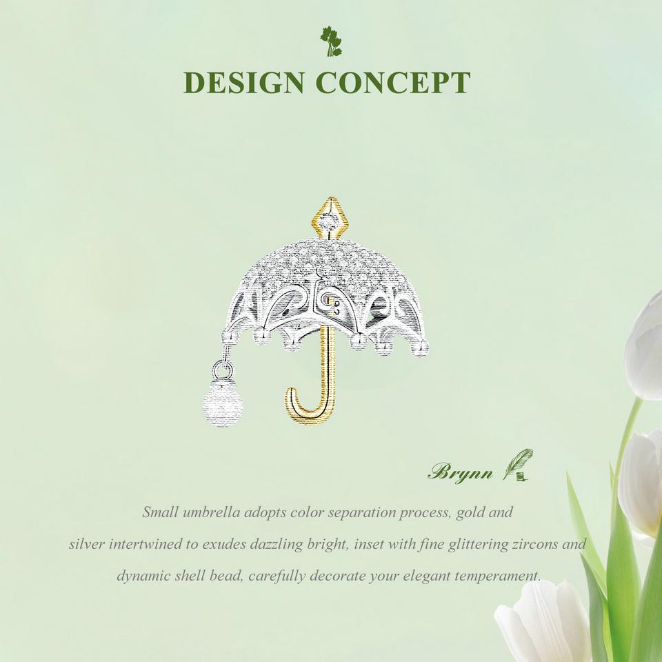 Mărgele din argint 925 BAMOER Seria aurie Brelocuri în formă de umbrelă se potrivesc cu brățara originală din argint, bijuterii pentru femei DIY