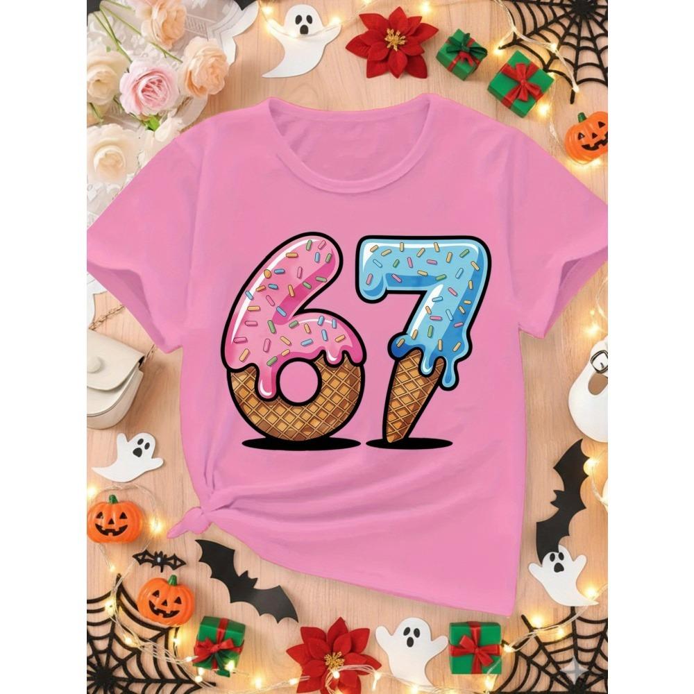 Fashion Men and Women's T-shirt 6 7 Print T-shirt Loose Short Sleeve Tops Summer Casual Round Neck Kids Tees Clothing