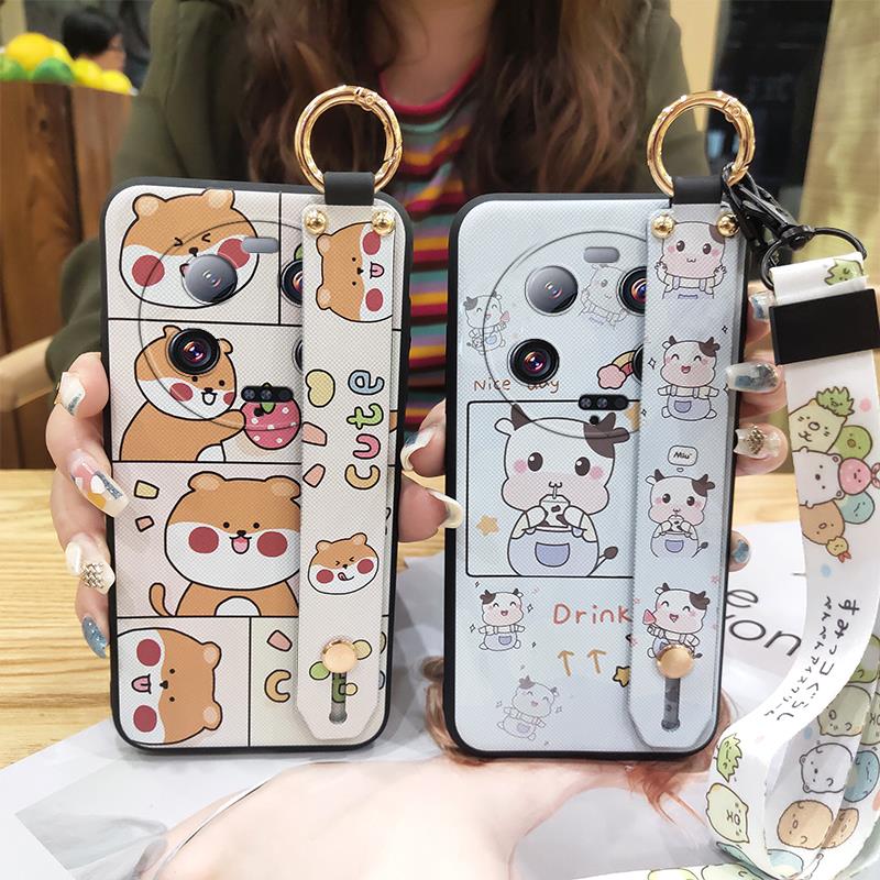 Cartoon Soft case Phone Case For Xiaomi 13 Ultra Lanyard Anti-knock Protective Ring Silicone Wristband Durable Cute