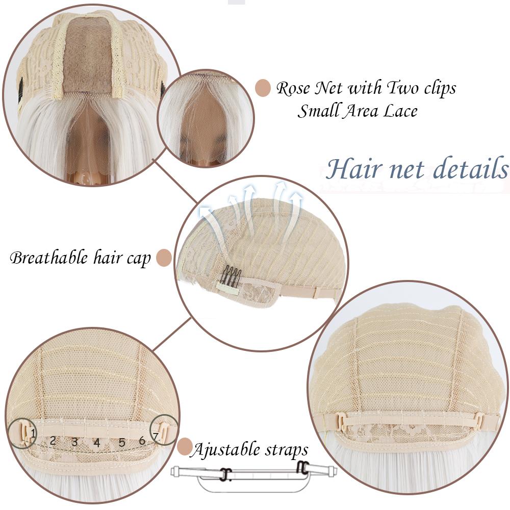 MERISIHAIR Women Fashion Shoulder Length Light Blonde Wig Without Bangs Lace Front Synthetic Fiber Short Straight Wig for Women