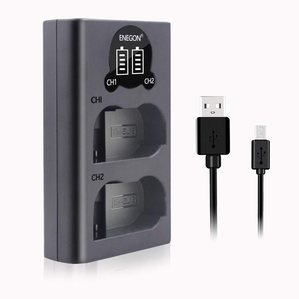 

ENEGON Dual LED Charger for Nikon EL15a Camera Including Nikon and Z5 EN-EL15 EN-EL15c, EL15b, Batteries, D7100, D750, D7000, D7200, D600, D810a, Zf,