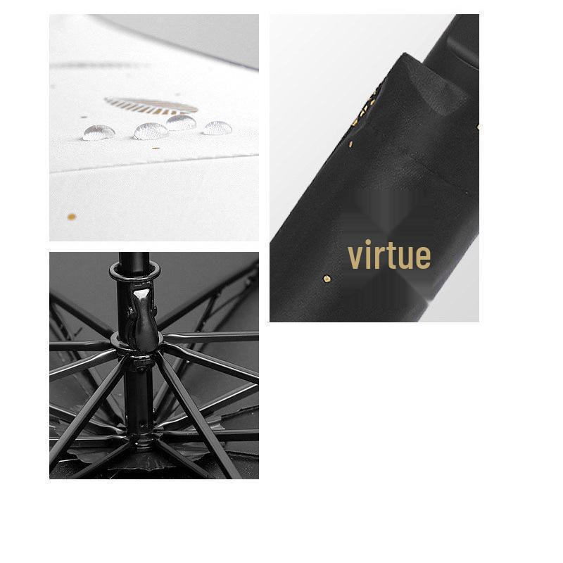 Třídílný vinylový deštník s ražbou zlatem - Skládací sluneční clona a ochrana proti dešti s logem