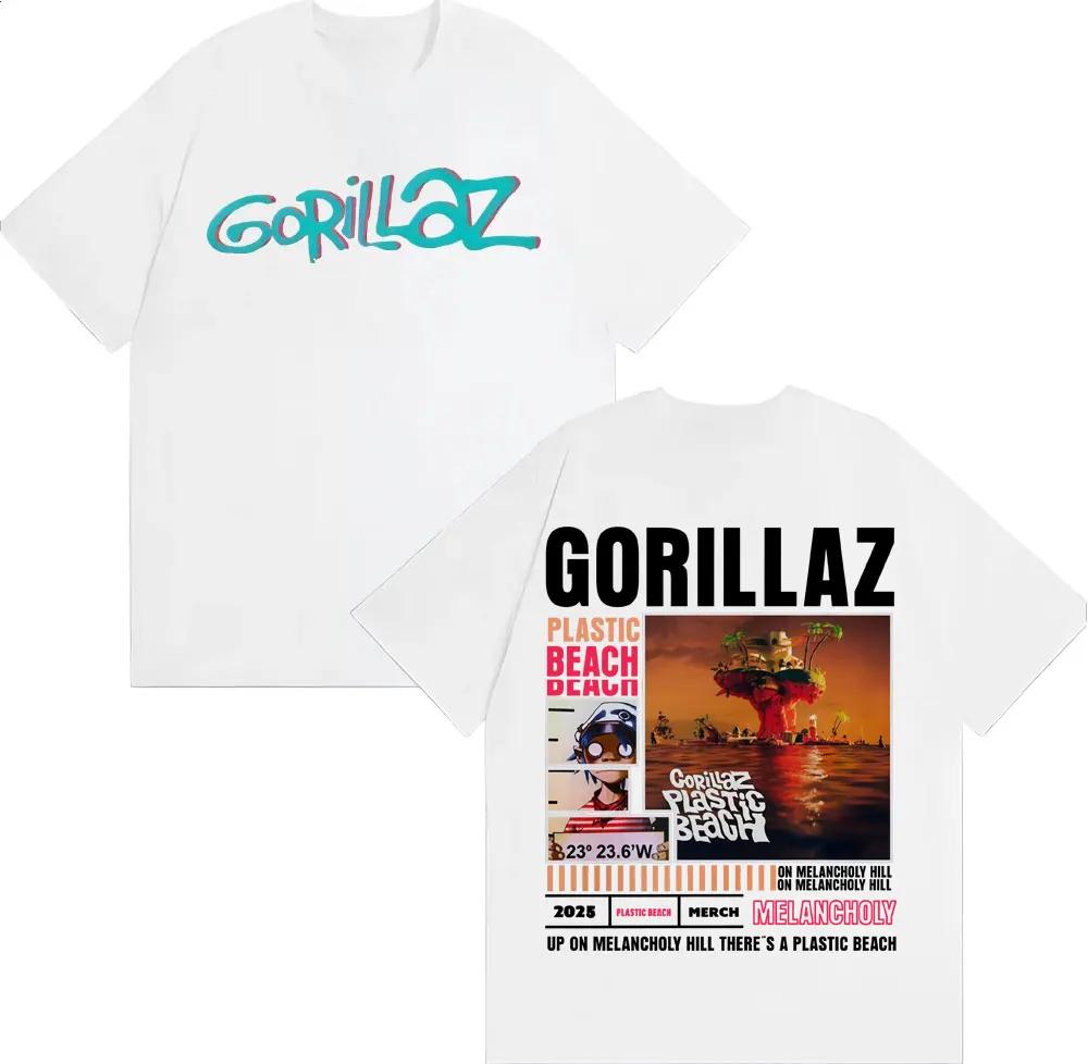 Rock Band Gorillaz Merch T Shirt Unisex Women Clothing Vintage Fashion Cartoon Tshirts Cotton Casual Oversized T Shirts Streetwear