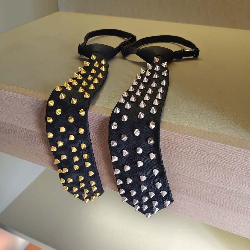 Choker Punk Style Long Necktie Black Pre-tied Tie Y2K Rivet Tie  Daily