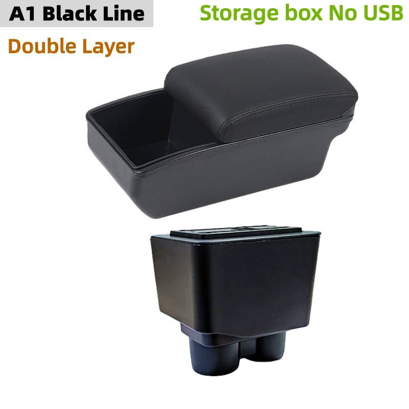 Car Armrest Box For Ford KA Plus 2019 Interior Storage Box Auto parts Arm Rest Center Console Storage Box with Cup Holder A1 Black Line