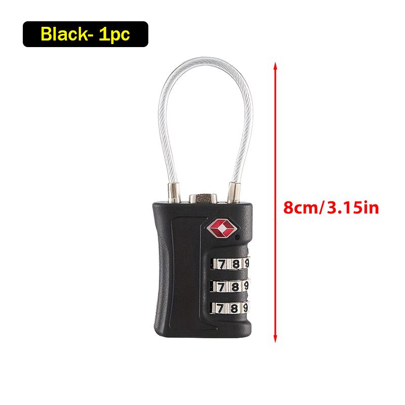 TSA Customs Code Lock for Travel Luggage Combination Padlock Password Changeable Locks Backpack Zipper with Cable Cabinet Locker