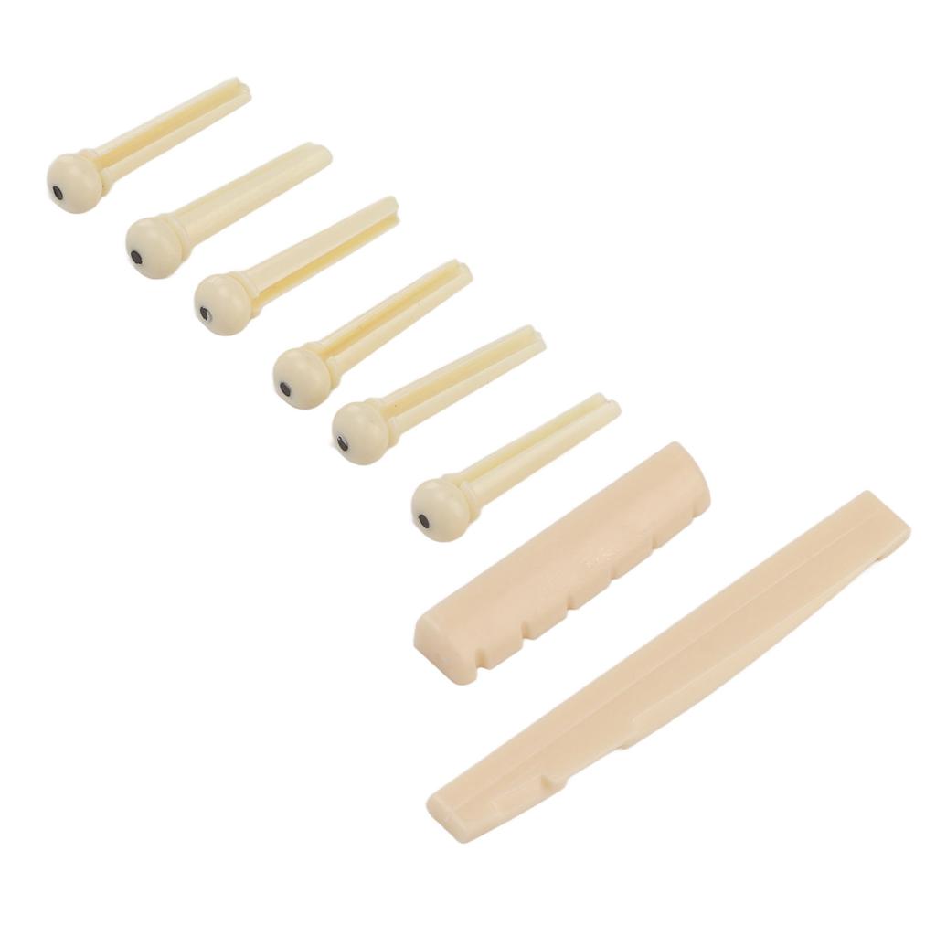 Folk Guitar Nut Saddle ABS with 6pcs Bridge Pin Instrument Accessory Set Kit for Replacement