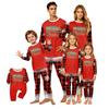 Christmas Print Parent-Child Matching Pajama Set with Neck, Long Sleeves and Pants