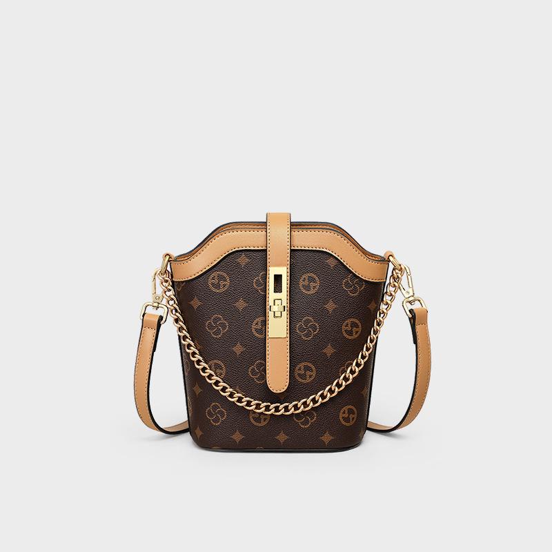 Crossbody Bucket Bag Senior Sense All-in-one Portable Small Chain Leather Bag for Women