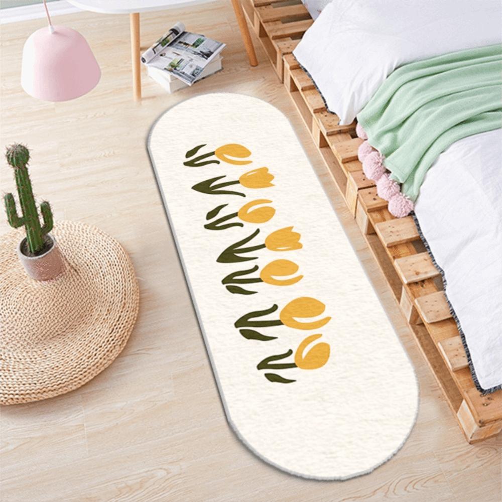 Long Strip Living Room Floor Mat Plush Doormat Colorful Oval Bedroom Rug  Sofa Area