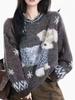 Unisex Retro Cartoon Embroidered Thick Fair Isle Sweater for 2026 - Puppy Mink Jacquard Design