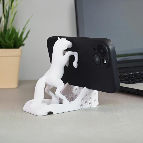 Yousheng Přenosný držák na mobilní telefon, 3D tištěný stojánek na tablet ve tvaru koně, Stolní dekorace s hladkými liniemi