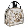 Mayan Aztec Hunab Ku Pastel Gold Thermal Insulated Lunch Bags Women Resuable Lunch Container School Children Storage Food Box