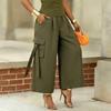 Women's Fashion Color Elastic High Waist Wide Leg Loose Casual Pants