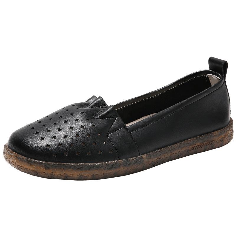 

Женская обувь большого размера закрывает ноги полые повседневные на плоской подошве дышащие туфли для мамы женские одинарные туфли на одной педали 41