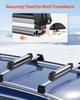 Ski & Snowboard Roof Rack, Carry up to 4 Pairs of Skis or 2 Snowboards, 2 PCS Aluminum Universal Car Roof Rack with Lock & Rubber Padding, Carrier for