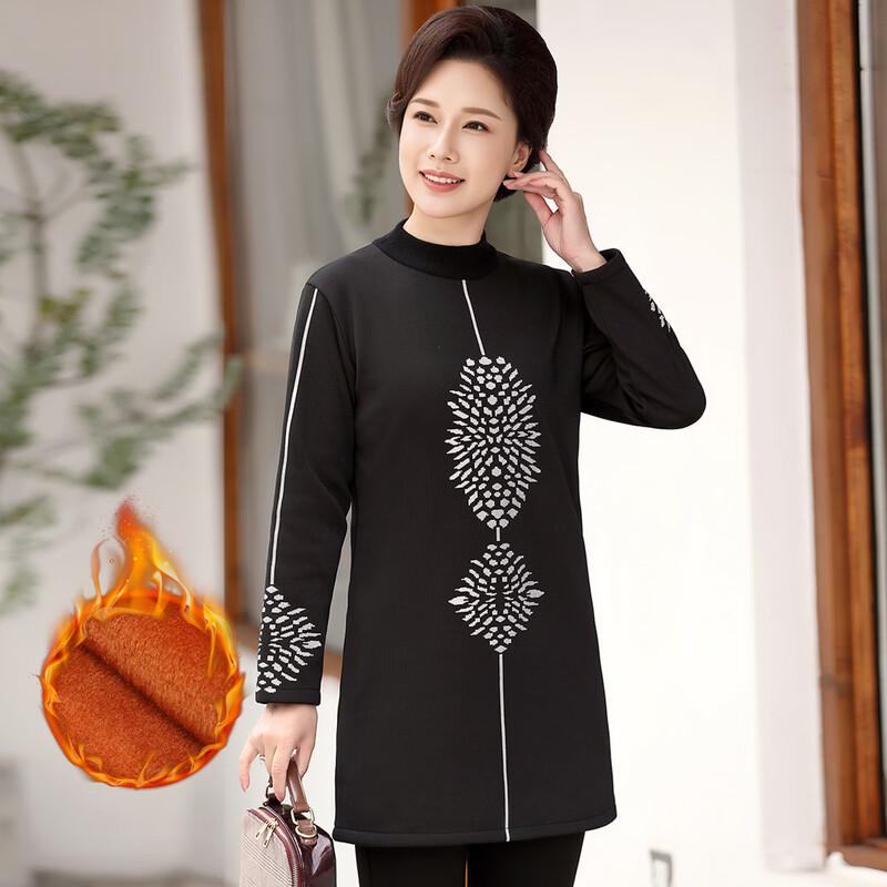 

SIFONE Women s Elegant Printed Fleece-Lined Knit Dress 2XL