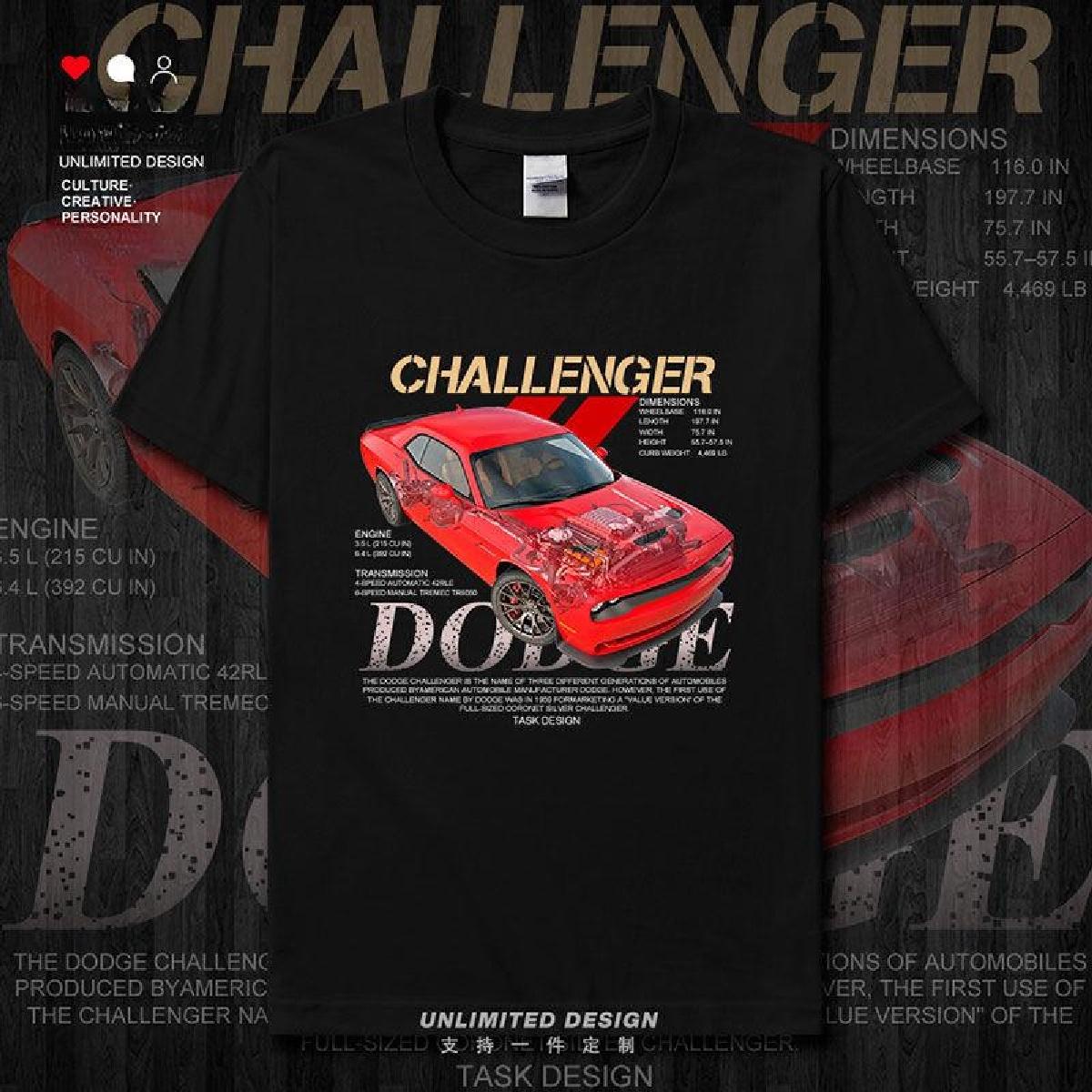 

American Racing Dodge Challenger Hip Hop Casual street sports Summer Loose мужская футболка Футболка для девочек пары одного стиля XXXXXL чёрный