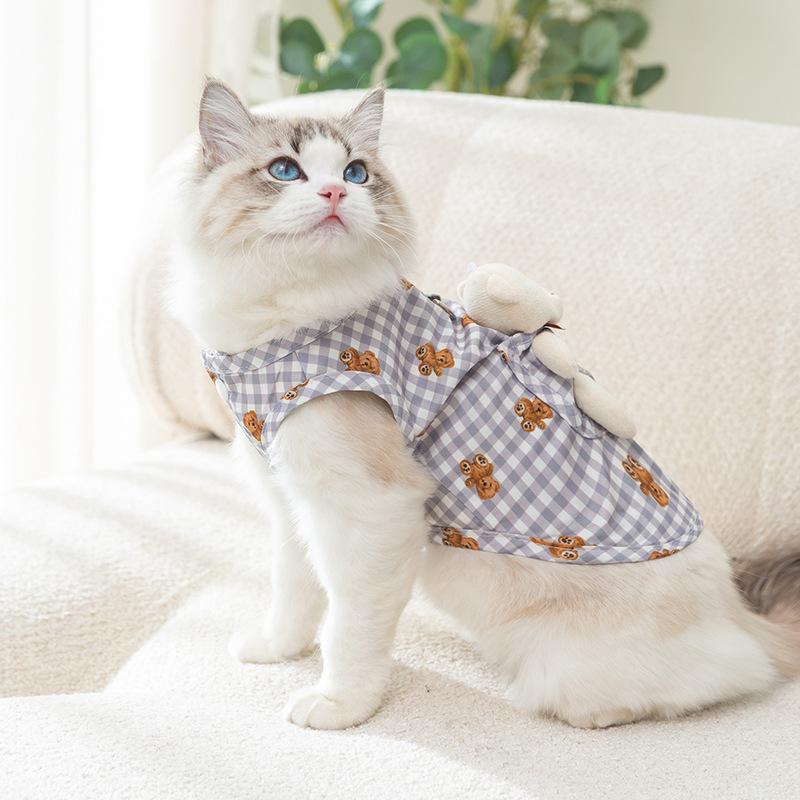 Sommer-Haustier-Kleidung, süßer Aufdruck, Mantel, für kleine und mittelgroße Hunde, Katzen, Hemd, Jacke, Teddy, französische Bulldogge, Chihuahua, Sommer-Outfit