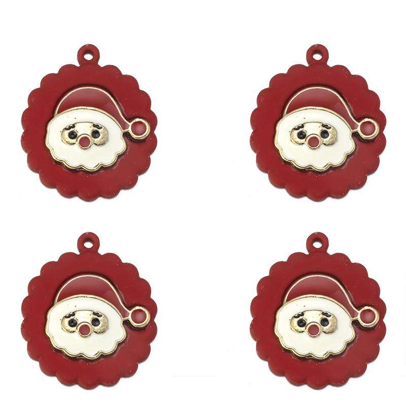 10pcs/lot Alloy Drip Oil Pendant Santa Claus Snowman Christmas Tree Charm Pendant For DIY Men Women Earrings Necklace Party Gift