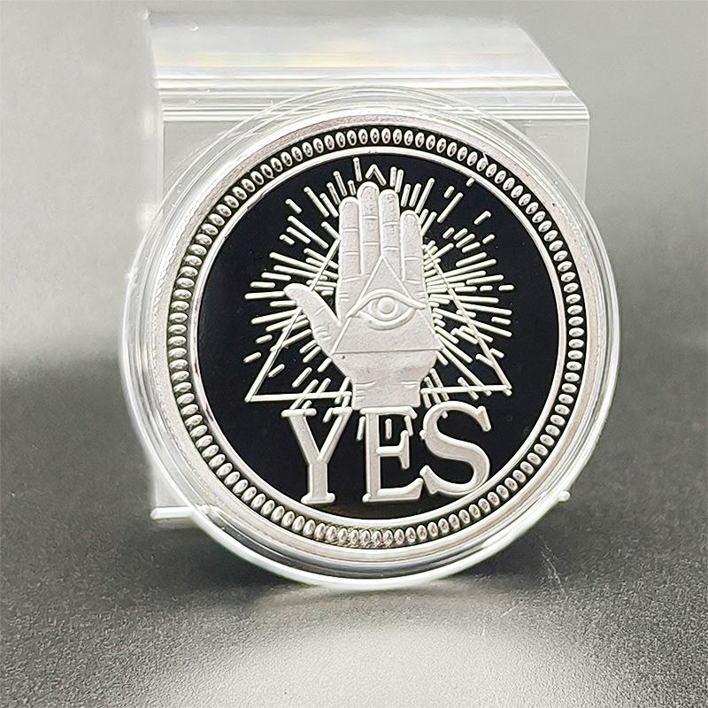 

1Pcs Souvenir Commemorative Coin Yes Or No Prediction Decision Coin Ouija All-Seeing Eye Or Death Gothic Copper Plated Coin A4