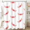 Romantic Heart Wings Shower Curtain Pink Red White Floral Decorative Customizable Waterproof Bath Hanging Room Decoration Backdr