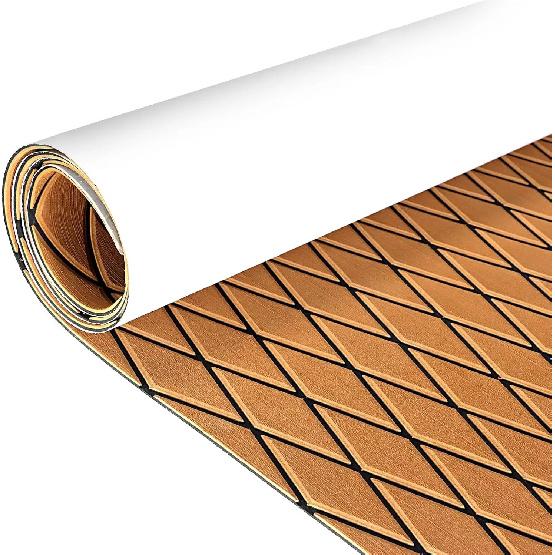 1900*350*6mm EVA Foam Floor Pad Big Diamond Anti-Slip Faux Teak Decking Sheet for Yacht Boat Self-adhesive Marine Accessories
