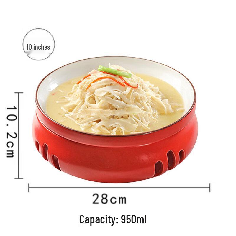 Commercial Ceramic Heated Round Serving Dish with Lid