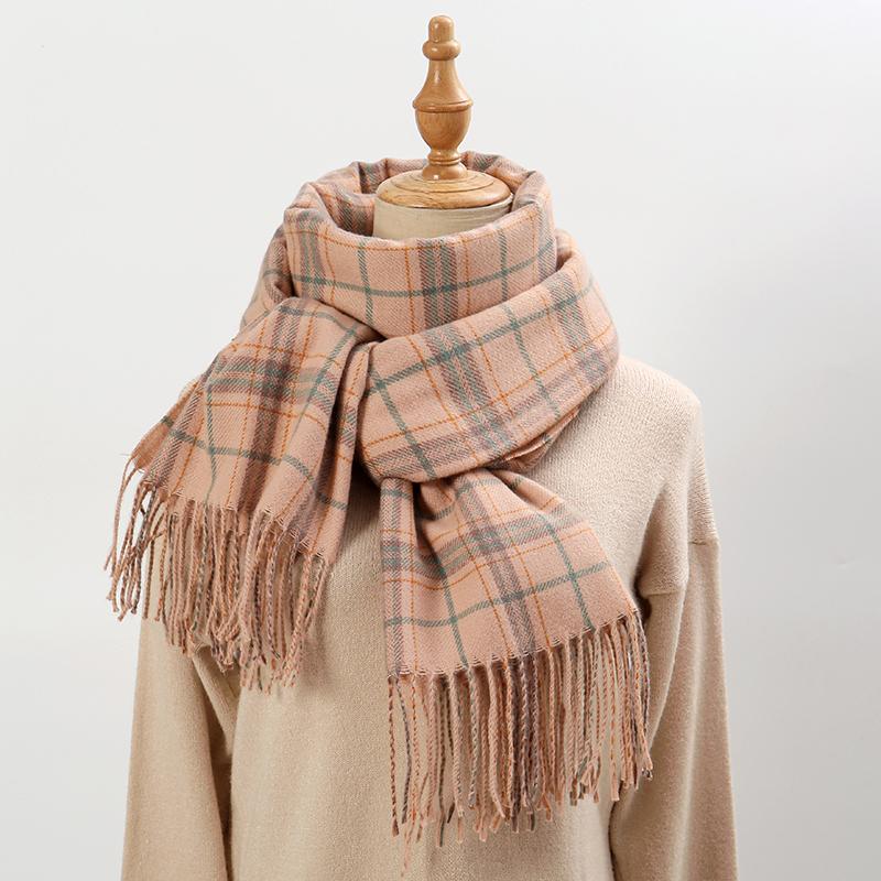 

Luxury Plaid Prined Pashmina Shawls Tassels Scarf Woman Winter Warm Scarves Fashion Cashmerw Like Muffler Neckerchief Foulard