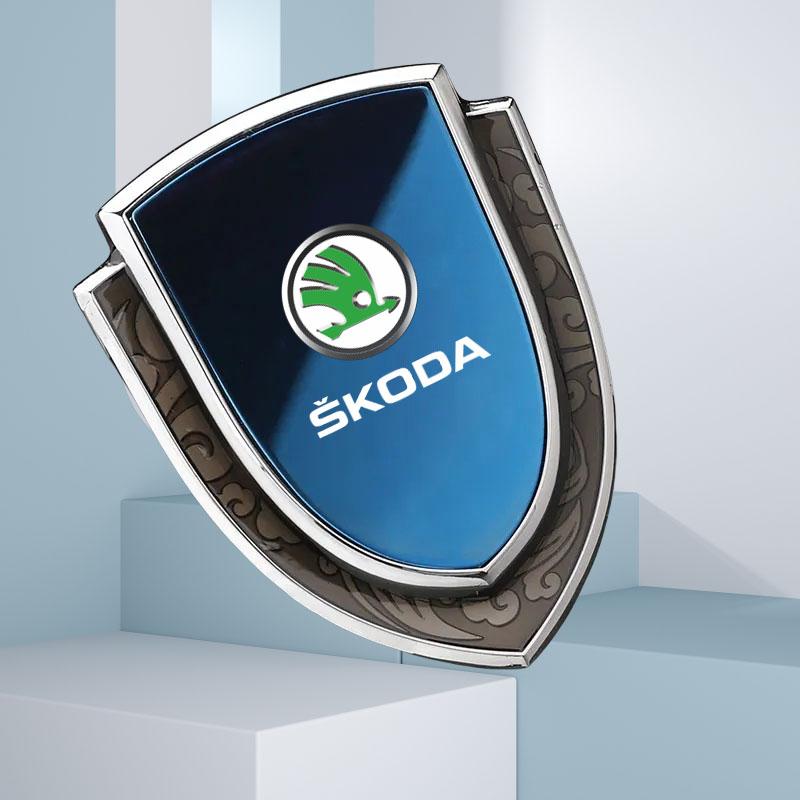 ERQY8 Car Stickers 3D Metal Accsesories for Skoda VRS Octavia 1 2 3 Rapid Kodiaq Karoq Fabia Kamiq Auto Accessory