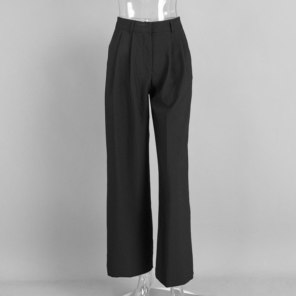 Women s Mid Rise Drapey Wide Leg Pants Relaxed Fit Office Straight Leg Suit Trousers S