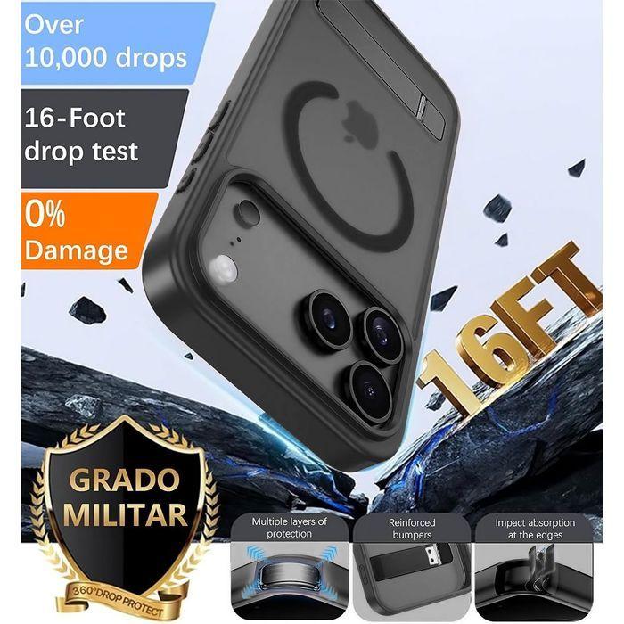 Coque pour iPhone 18 Pro Max, Antichoc Anti-Rayures avec Cercle Magnétique et Support - Noir
