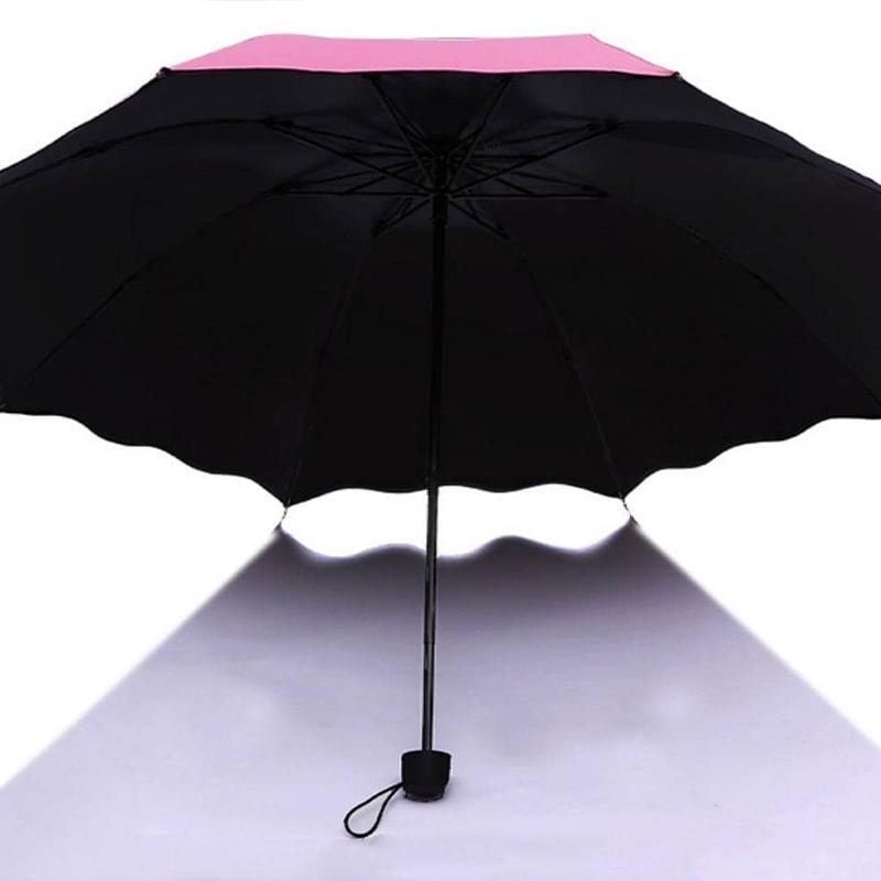 Kreativer tragbarer, blühender, sonniger Regenschirm, wenn er Wasser ausgesetzt ist. Vollständiger Regenschirm, sonniger, regnerischer Regenschirm mit doppeltem Verwendungszweck, UV-Schutz, Sonnenschirm für Damen