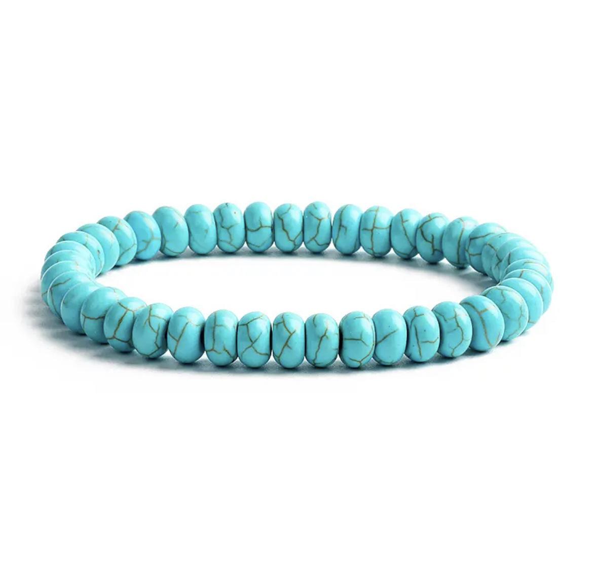 Braccialetti di perline di turchese bohémien per donne Braccialetti irregolari di cubo di pietra naturale Reiki Gioielli di guarigione per l'assistenza sanitaria